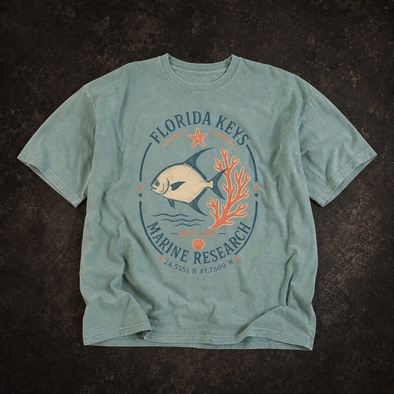 Front of Florida Keys Marine Research 1987 Tee